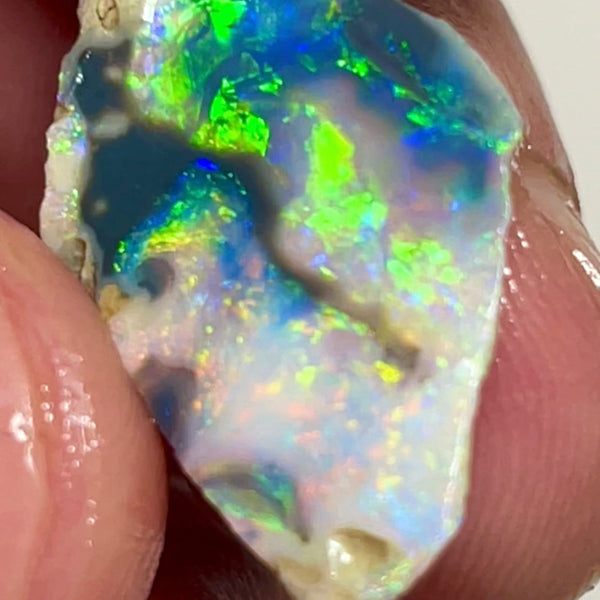 Mulga® Gem Dark Seam opal rough/rub 5.40cts Wee Warra Plains Very Exotic Super Bright Bling Bling Yellow Dominant Multi Fires Super sexy Who wants this one ? 25.00x 15.00x 2.50mm NEW929