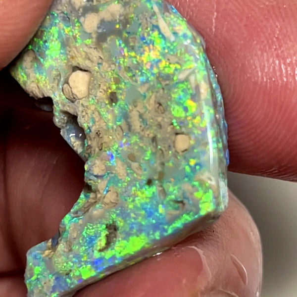 Lightning Ridge Opal Rough n Rub Single Dark Base Crystal 13cts Showing nice Bright Multifires 25.000 x 20.000 x 4.000 mm WAE66