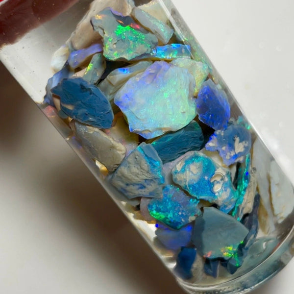 Lightning Ridge Dark Seam opal rough 115cts Lots Colours to Cut 16x14x3 to 7x4x2mm NSW094 (jar not included)