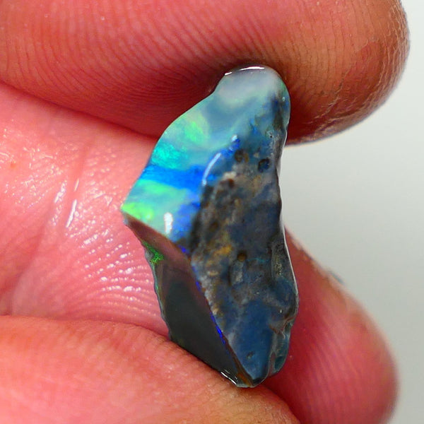 Lightning Ridge Rough Opal 7.25cts Dark Base Seam Bright Gorgeous Exotic Multifires 18x10x7mm NS349