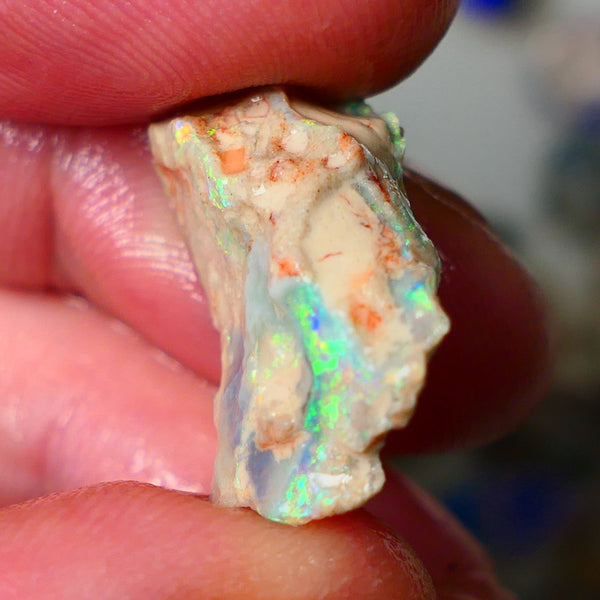 Lightning Ridge Seam opal formation rough showing nice bright Multi colours 11.00cts 23x15x7mm ALP110