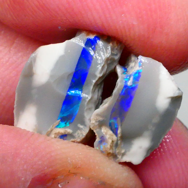 Lightning Ridge Gemmy Dark base (semi Black) Knobby split 11.00cts Electric Bright Vivid Vibrant blue/Green/Teal Fires 17x10x10mm & 13x9x7mm NSW110