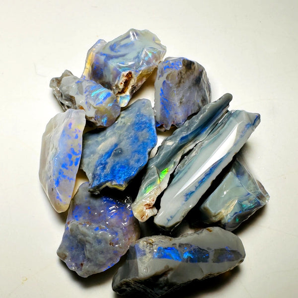 Lightning Ridge Rough Big Thick Dark Seams Opal Parcel 70cts Lots of Potential & Cutters Lots Bright colours & bars 25x8x4mm to 15x8x4mm WAB78