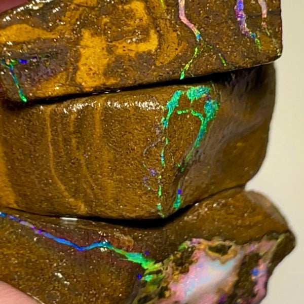 Bling Bling Boulder opal 126cts rough Nice Sized Exotic Gem Winton Bright & Gorgeous Reds & Multifires 25x17x11mm 22x11x9mm NSA011