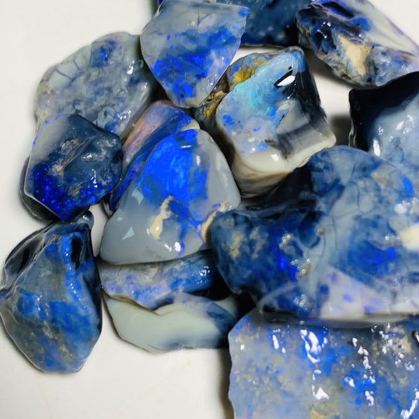 Australian Rough Mulga® Black & Semi Black Opal Seam parcel 101cts Stunning Cutters Gorgeous Bright fires & bars 22x15x7mm to 12x8x6mm WSR58