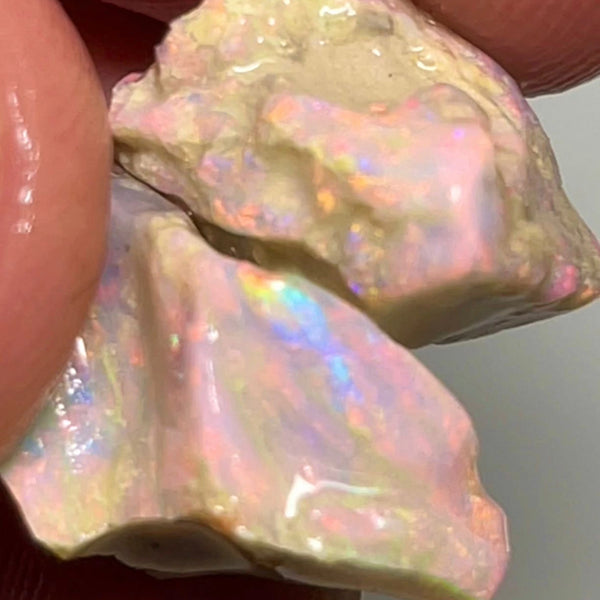 Pinks & Oranges Lightning Ridge Rough Opal 15cts Seam Split Bright Multicolours in bars 15x13x7 & 20x9x7 mm NSW034