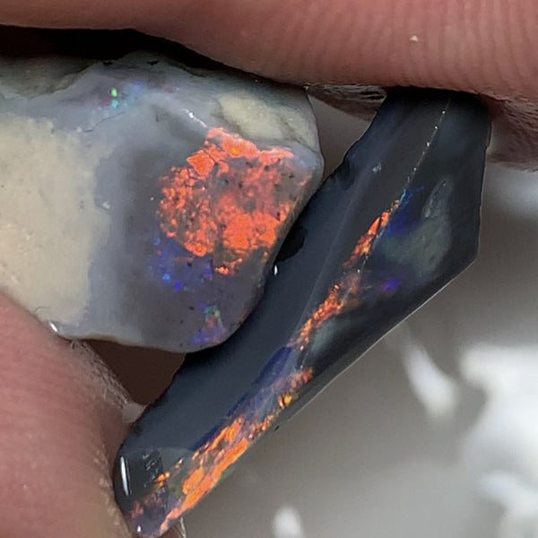 Lightning Ridge Black & Dark Opal Rubs High Grade 19cts bright & Reds & multi colour fires 24x12x10mm & 20x8x5mm WSQ85