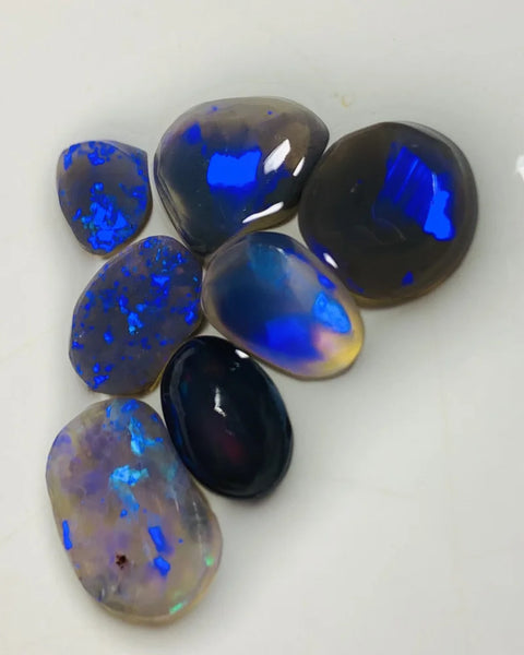 Lightning Ridge Knobby Opal Rough/Rub/Preforms Parcel Black, Semi Black & Crystal From the Miners Bench® 14cts Gem Bright fires 13x9x3mm to 7x5x2mm WSX25