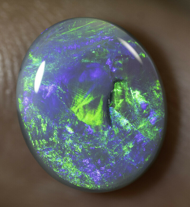 Lightning Ridge Semi Black Opal Gemstone 2.48cts N5 Body Tone B3 Brightness Stunning Multi fires & play of colour 11x9x3mm WSF8877