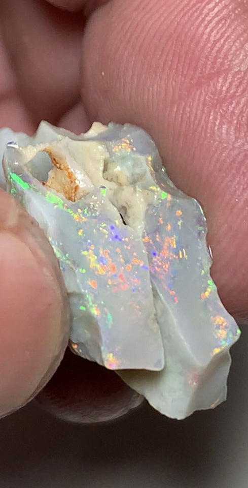 Lightning Ridge Rough Opal Semi Black Seam Split 16.4cts High Grade Exotic Vibrant Bright Lovely MULTIFIRES in bars 28x15x5mm & 18x7x5mm WSU55