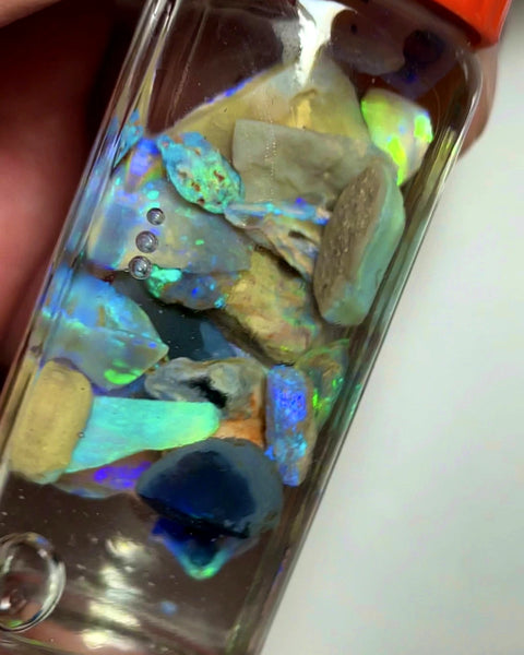 Lightning Ridge Opal Rough n Rub Parcel Dark & Crystal From the Miners Bench® 74cts Full of Bright Multifires 22x12x3mm to 7x5x1mm WAD19