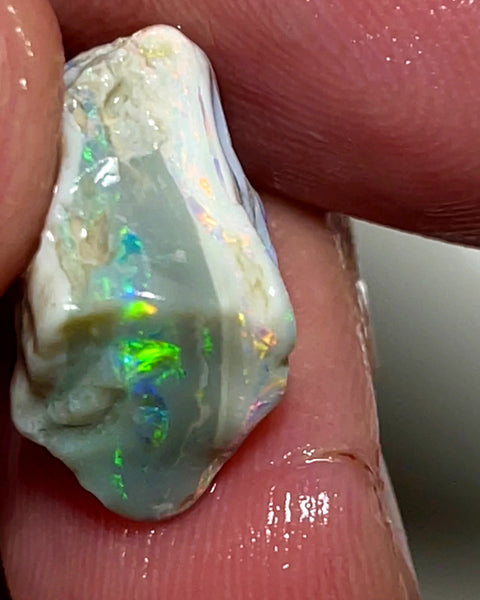 Australian Rough Opal 9.5cts Dark base Knobby of Lightning Ridge Gorgeous Bright Multifires 15x10x8mm WAE04