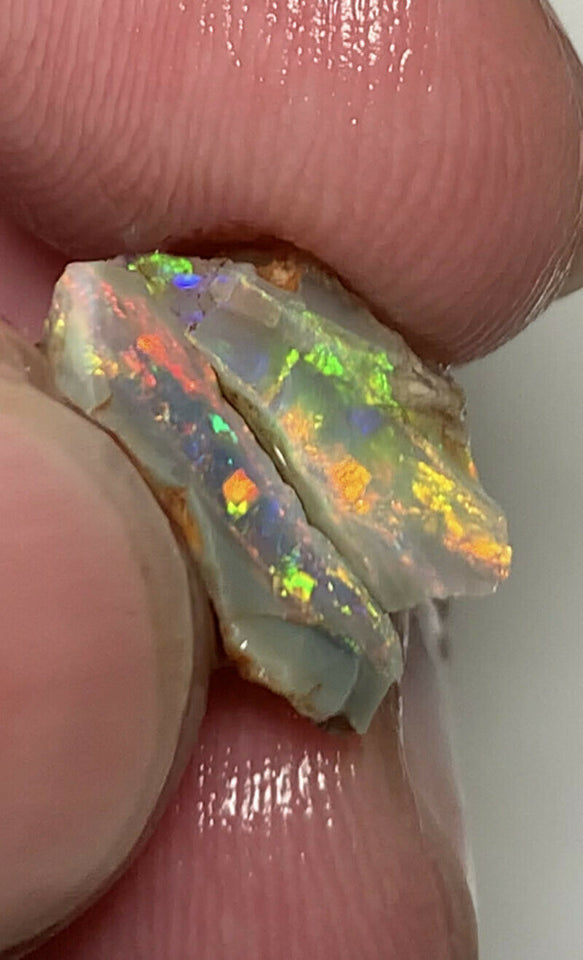 Lightning Ridge Rough Opal 3.5cts Small Pair Stunning Dark Crystal Base Cutters Candy® GEM Grade Bright Multifires 14x7x3mm & 12x5x5mm WAC52