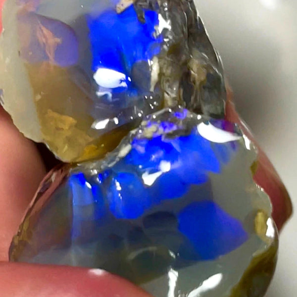 Lightning Ridge Rough Opal 83cts Huge Dark Crystal Knobby Split with Deep bars with lots of blues 25x22x18mm & 22x19x13mm WAD59