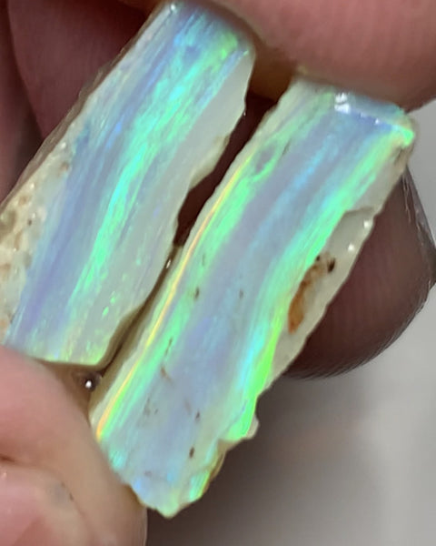 Lightning Ridge Rough Opal Crystal 16.5cts Cutters Candy® Exotic Seam Split Gem Grade packed with Amazing Bright fires in stunning bars 20x10x6mm & 18x8x7mm WSV19