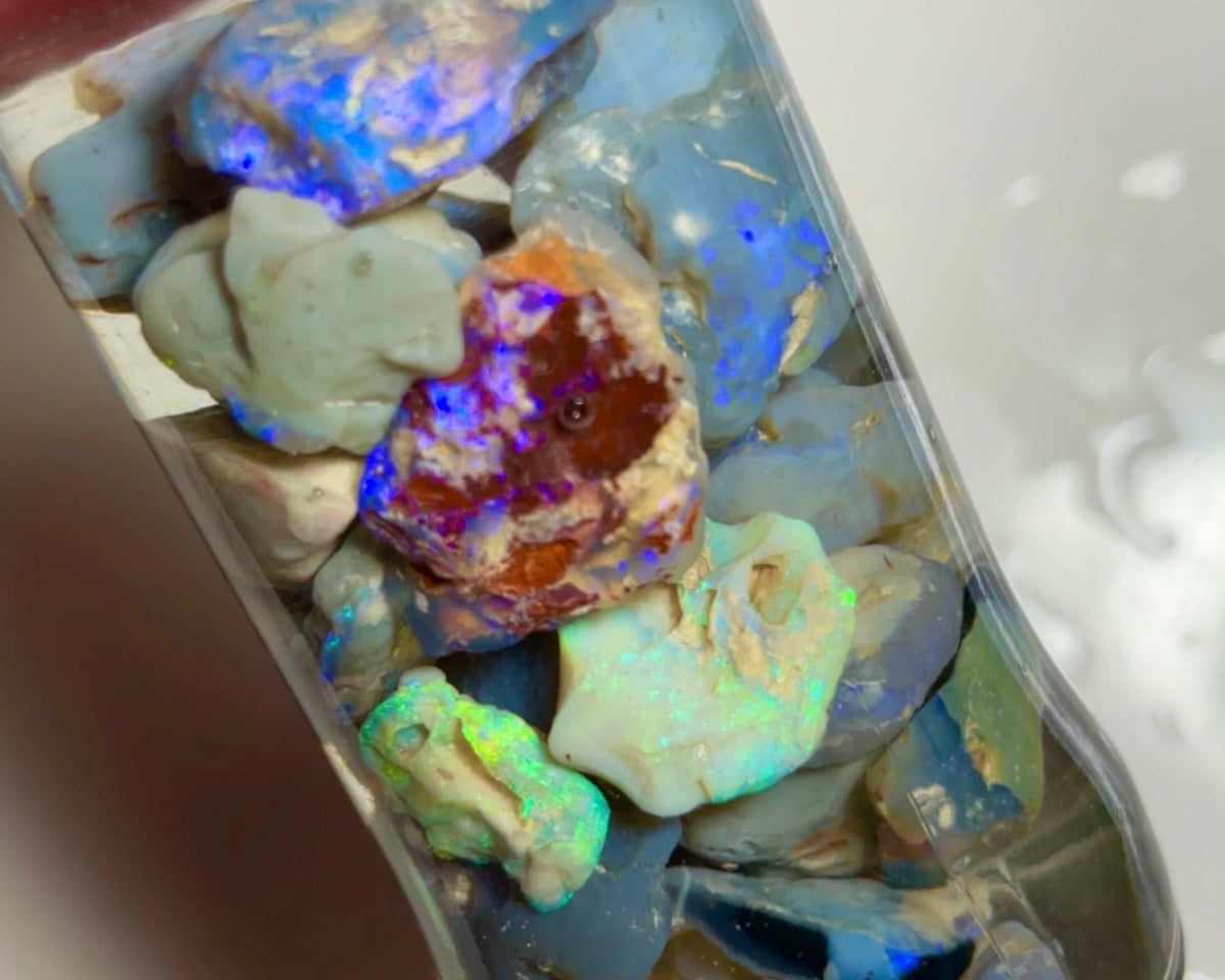 Lightning Ridge Good Sized Knobby opal rough 270.00cts Lots of Bright Multicolours sold as gamble 25x17x6 to 10x9x4mm NSW098 (jar not included)