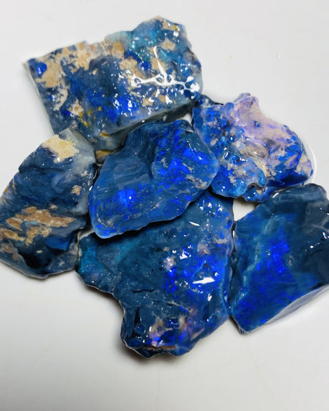 Lightning Ridge Rough Mulga® Black Opal Seam parcel 63cts Stunning Cutters Gorgeous Bright fires & bars 23x15x6mm to 12x10x5mm WSU42