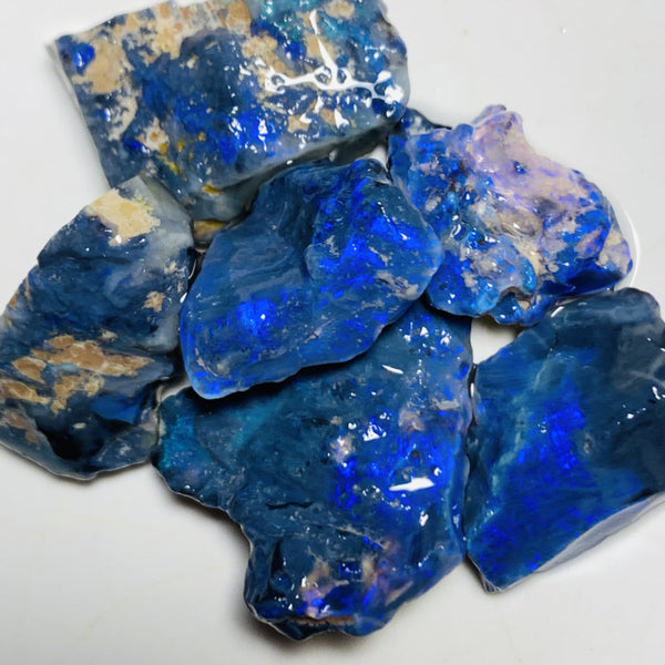 Lightning Ridge Rough Mulga® Black Opal Seam parcel 63cts Stunning Cutters Gorgeous Bright fires & bars 23x15x6mm to 12x10x5mm WSU42