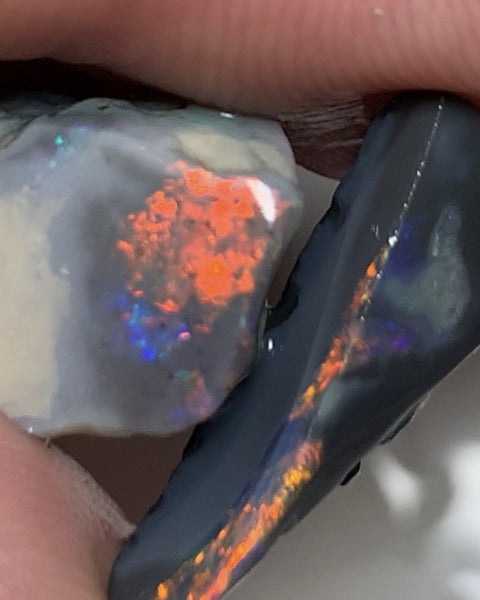 Lightning Ridge Black & Dark Opal Rubs High Grade 19cts bright & Reds & multi colour fires 24x12x10mm & 20x8x5mm WSQ85