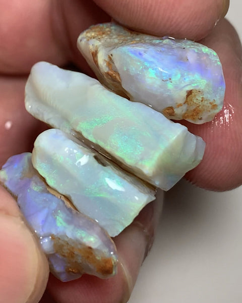 Lightning Ridge Rough Opal Thick Seams Stack cutters 80cts Select Material Lots Bright Multifires in nice thick bars 25x20x7mm to 20x15x6mm WST69