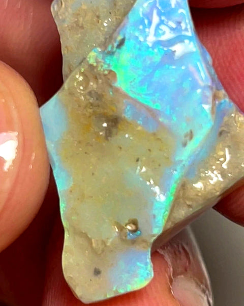 Lightning Ridge Rough Opal 20.5cts Stunning Thick Dark Crystal Seam with Gorgeous fires 27x22x8mm WAD6