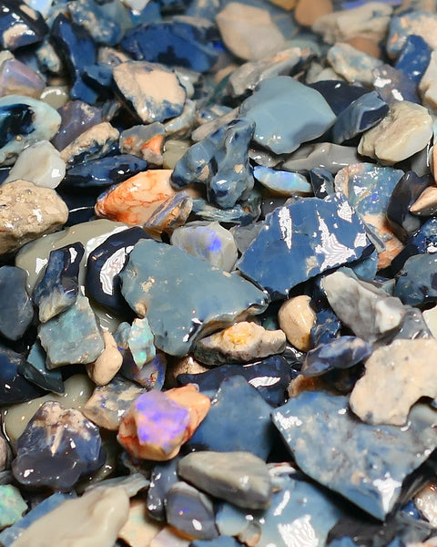 150 cts Random Scoop of Black, Semi Black & Crystal Potch & Colour from Lightning Ridge NSW Australia size range 25mm to chip size