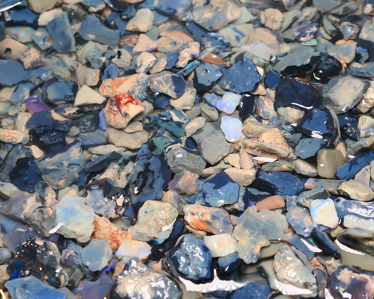 150 cts Random Scoop of Black, Semi Black & Crystal Potch & Colour from Lightning Ridge NSW Australia size range 25mm to chip size
