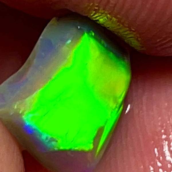 Lightning Ridge Small Opal Rough/Rub Dark Base Gem Grade From the Miners Bench® 1.65cts Satruation of Vibrant Vivid Yellow/Green dominant Electric fires 9x7x5mm WAD20