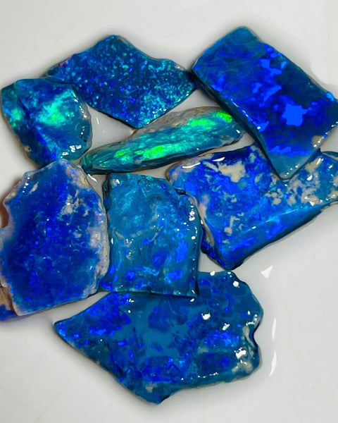 Mulga® Blues on Black Seam opal 15.75cts Gem Qualify rough for cutters 18x8x3mm to 10x7x2mm MFB22