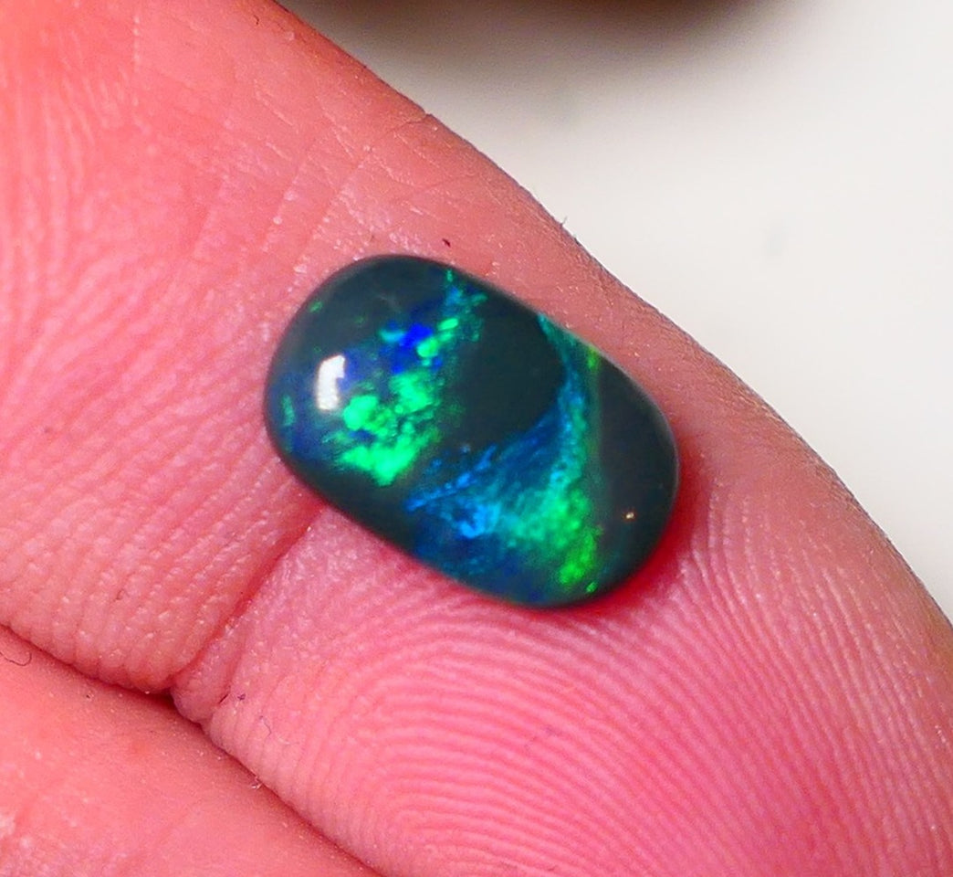 Australian Black Opal Gemstone 1.45cts Gem Grade Mulga® N4 Black Body Tone B4 Brightness Stunning Multifires 10x7x2.5mm UK02