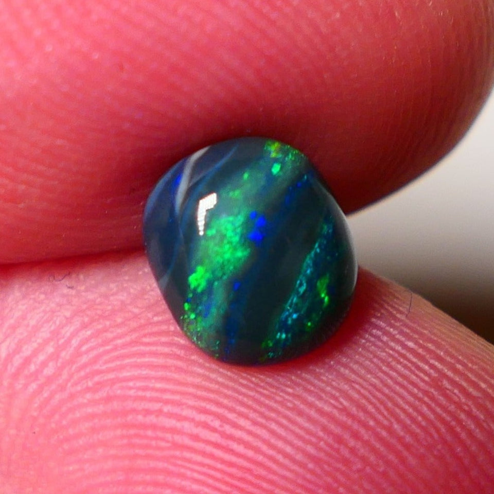 Australian Black Opal Gemstone 1.85cts Gem Grade Mulga® N2 Black Body Tone B5 Brightness Stunning Multifires 8x7x4mm UK03