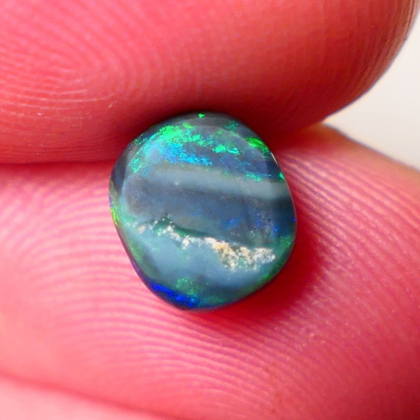 Australian Black Opal Gemstone 1.85cts Gem Grade Mulga® N2 Black Body Tone B5 Brightness Stunning Multifires 8x7x4mm UK03
