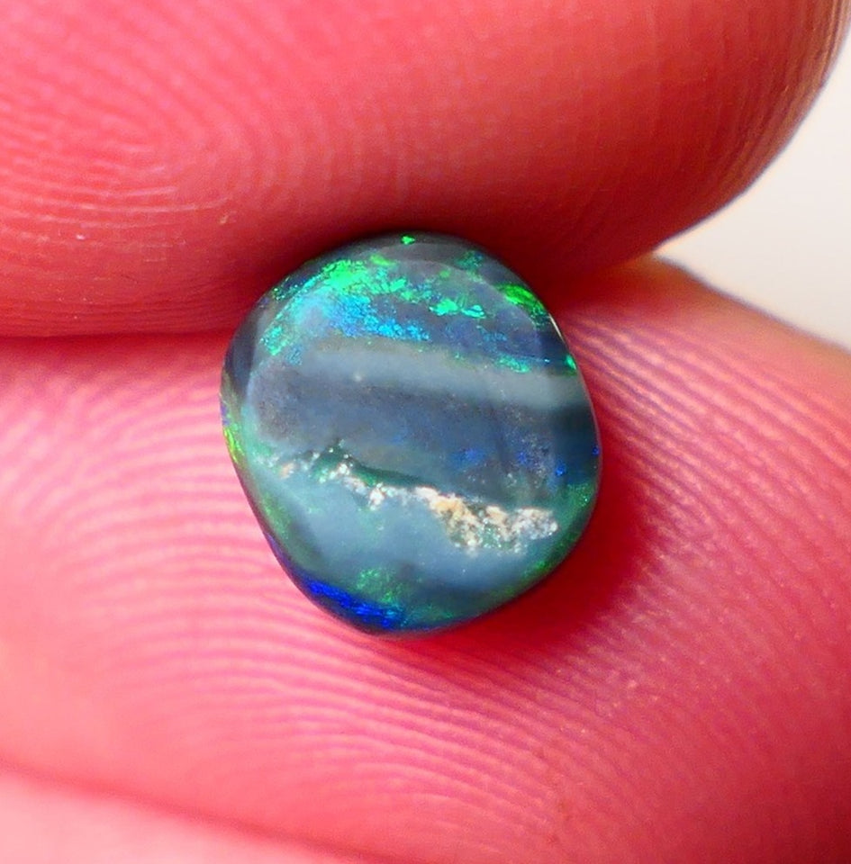 Australian Black Opal Gemstone 1.85cts Gem Grade Mulga® N2 Black Body Tone B5 Brightness Stunning Multifires 8x7x4mm UK03