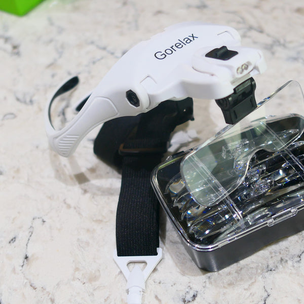 OFM Lapidary Magnifier head set with LED illuminated head loupe magnifier UK STOCK