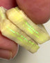 Lightning Ridge Rough Opal 28cts Stunning Light Base Pair Cutters Candy® High Grade Bright Yellow/Green dominant Multifires in multi bars both approx 25x12x5mm WAD18