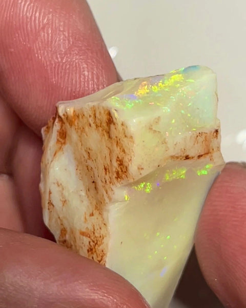 Coober Pedy Opal Rough Light base  Big Sized Seam 46cts Lots Yellow Orange dominant Bright Multicolours 34x24x14 mm NSW007