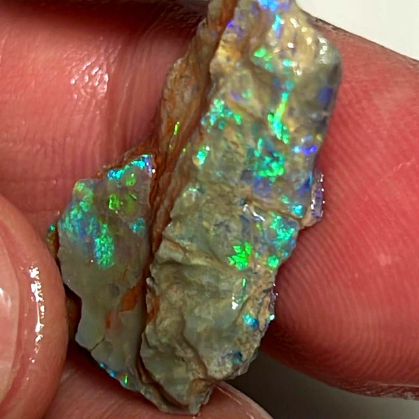 Lightning Ridge Opal Rough Untouched Dark Crystal Base Seam Formation 9.25ts Stunning Bright Multicolour 27x14x4mm WAE32