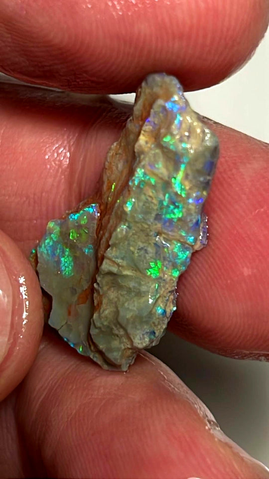 Lightning Ridge Opal Rough Untouched Dark Crystal Base Seam Formation 9.25ts Stunning Bright Multicolour 27x14x4mm WAE32