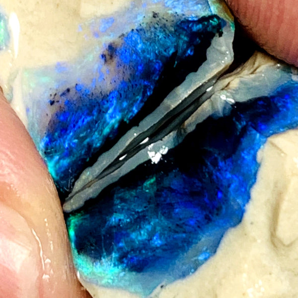 Lightning Ridge Rough Knobby Opal split pair 21cts Cutters Black Exotic Stunning bright Multifires to cut 15x13x12mm & 12x8x3mm WAC01