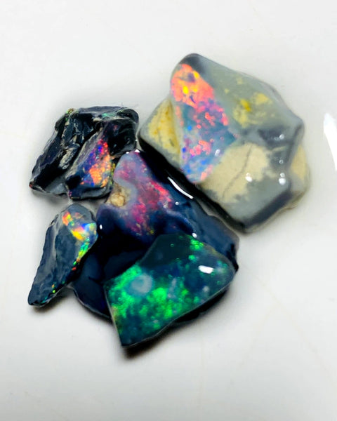 OPAL MONTH SPECIAL Mulga® Miners Bench® Red & Multifires on Black Opal Rough Rub 18cts Gorgeous Bright fires 15x10x7mm to 10x8x2mm WSZ58