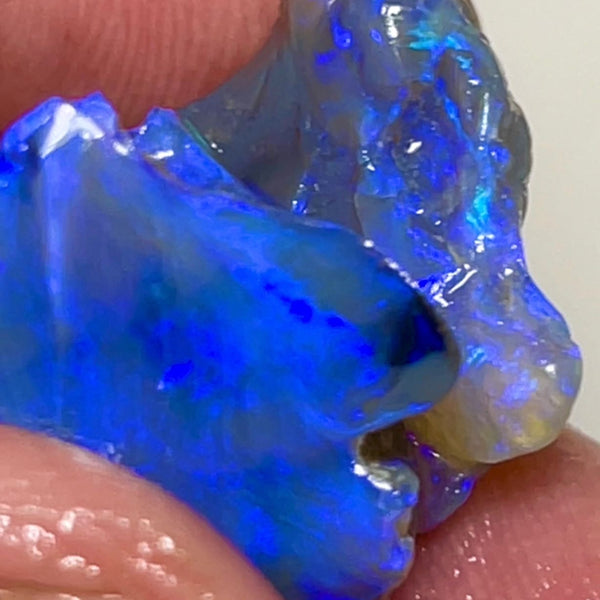 Dark Base Crystal Stunners Lightning Ridge Rough Opal 23.00cts Cutters Pair with Stunning Gorgeous Bright Blue dominant fires through out 18x15x12mm & 17x14x4mm NSW039