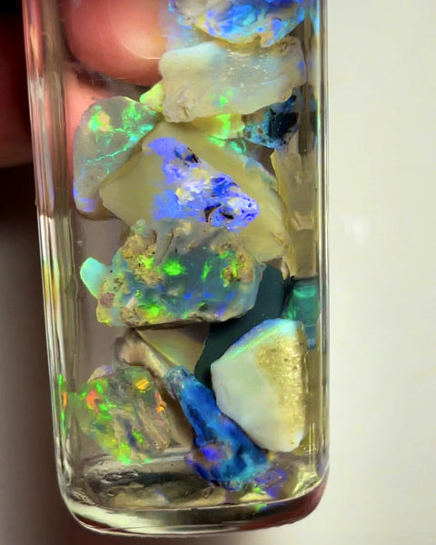 Lightning Ridge Opal Rough n Rub Parcel Dark & Crystal From the Miners Bench® 74cts Full of Bright Multifires 22x12x3mm to 7x5x1mm WAD19