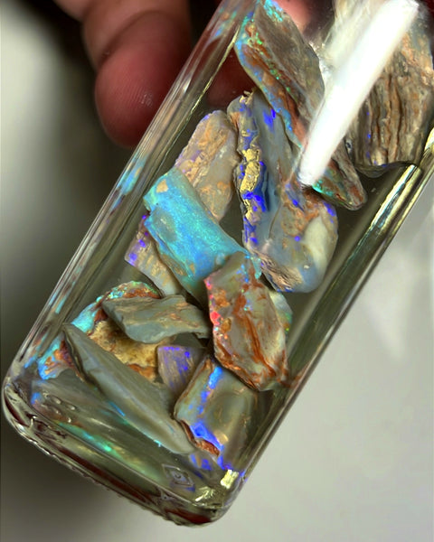 Lightning Ridge Opal Rough n Rub Parcel Dark & Crystal From the Miners Bench® 63cts Full of Bright Multifires 25x12x4 to 10x9x2mm WAE39