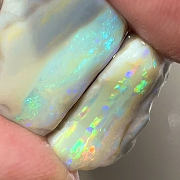 Lightning Ridge Rough Opal 20cts Pair Select hand picked Cutters Dark Seams Bright Multifires 17x12x10mm to 15x9x8mm NSA012