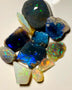 OPAL MONTH SPECIAL Lightning Ridge Opal Rough n Rub Parcel Dark & Crystal From the Miners Bench® 41cts Nice Multifires 17x14x8mm to 9x6x1mm WSY98