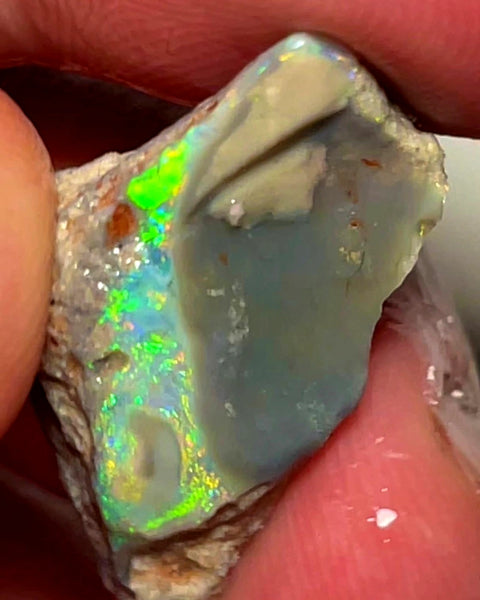 Lightning Ridge Rough Opal Dark Base Untouched Seam 13.5cts High Grade Bright Multifires in stunning bar 29x14x8mm WAC08