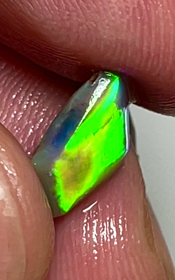 Lightning Ridge Small Opal Rough/Rub Dark Base Gem Grade From the Miners Bench® 1.65cts Satruation of Vibrant Vivid Yellow/Green dominant Electric fires 9x7x5mm WAD20