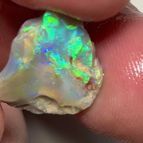 Lightning Ridge 6cts Untouched  Dark base Crystal knobby Opal rough to cut/carve Bright Multicolours 18x14x3mm 1335