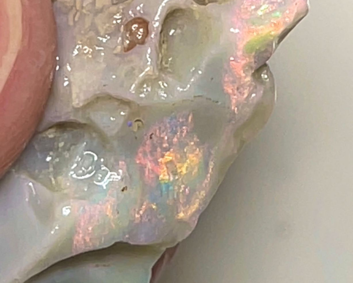 Lightning Ridge Rough Opal 16.75cts Untouched  Dark Seam Pink / orange dominant Multicolours to cut 26x15x9mm NSA004