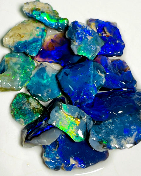 Lightning Ridge Rough Opal Parcel 41cts Cutters Select Black colourful material to cut 18x9x3mm to 10x5x2mm WAB38